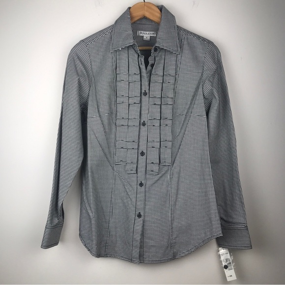 Pendleton Womens Button Down Shirt New w/ Tags Black & White Houndstooth Sz 6 - Picture 1 of 12
